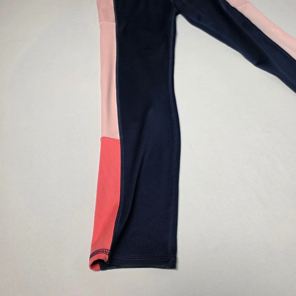 Athletic Works Leggings Girls XXL‎ 18 Navy Pink Colorblock with Side Pockets